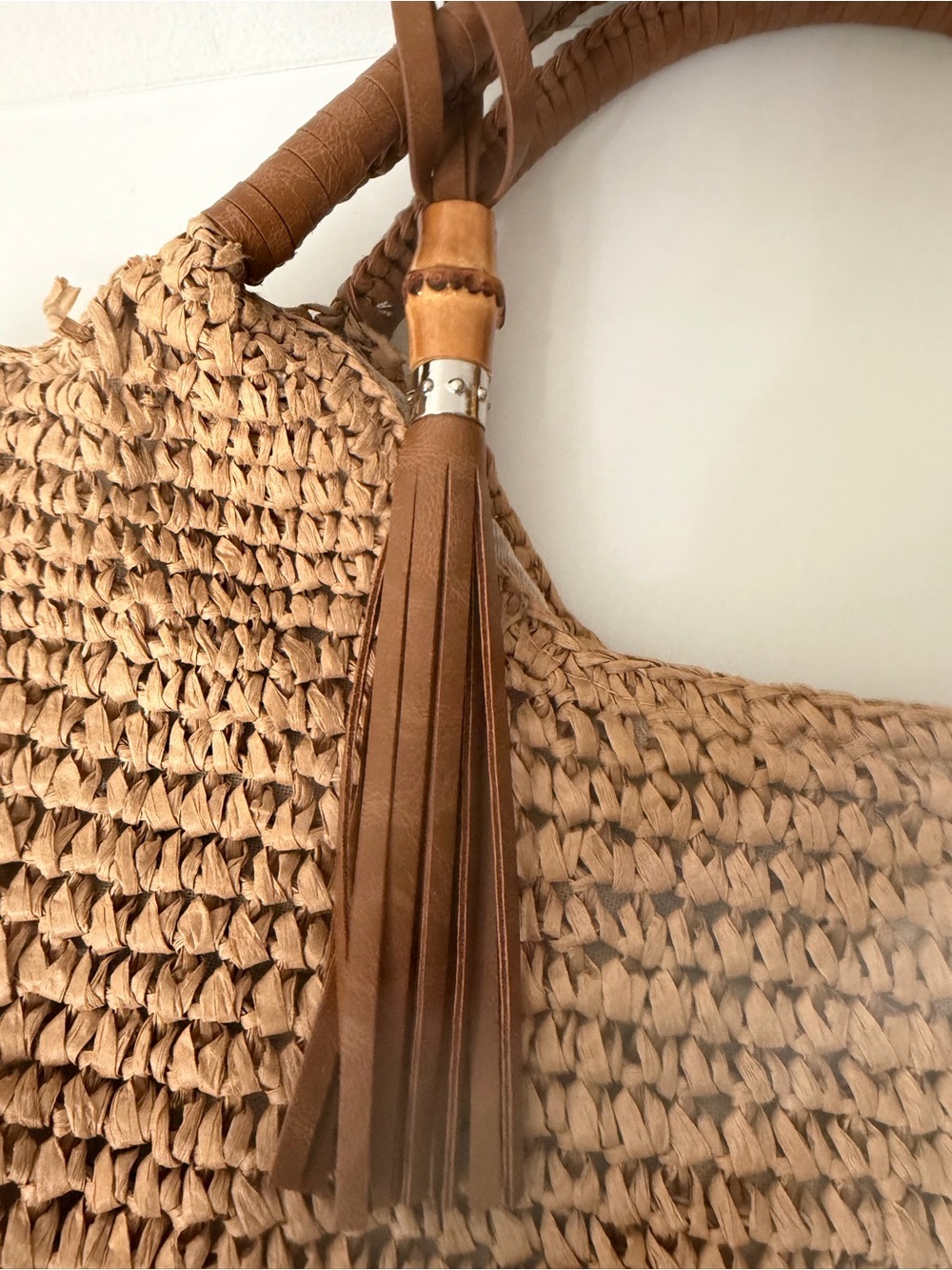Tommy Bahama Brown Woven Tote with Tassel - Picture 5 of 14